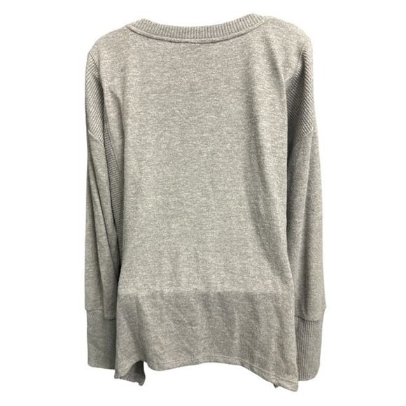 Democracy 3X Sweater Brown Beads Soft Rayon Asymmetric Hem Crew Neck Long Sleeve - Picture 5 of 5